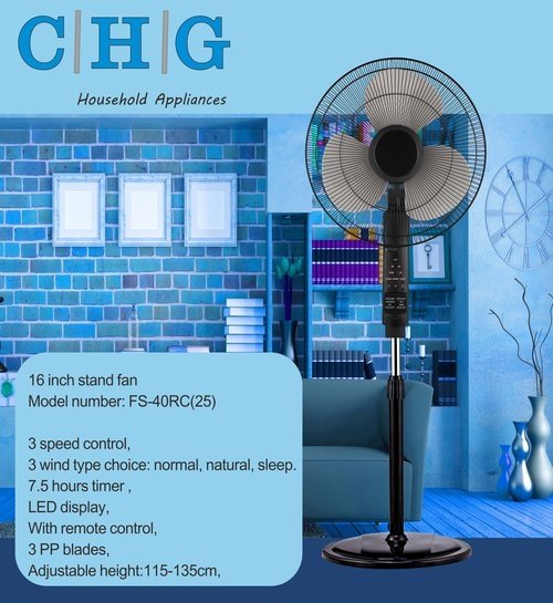 16" Black Fan 55w + Remote