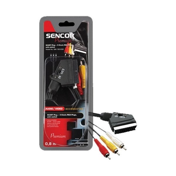 Scart Connector To 3x Rca Connector With S Swithc 1.5mt Cable