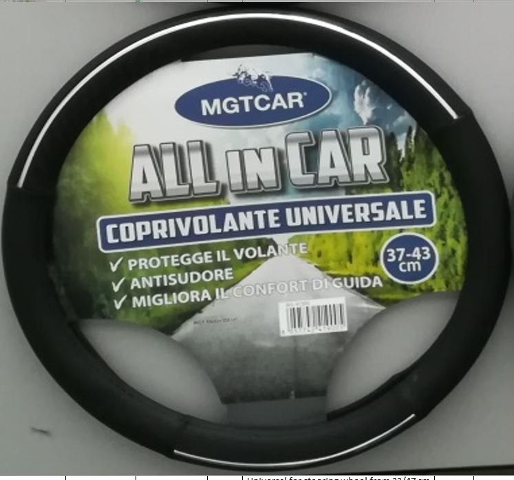 Steering Wheel Cover Pvc With Double Chromed Inserts - Size 37-43