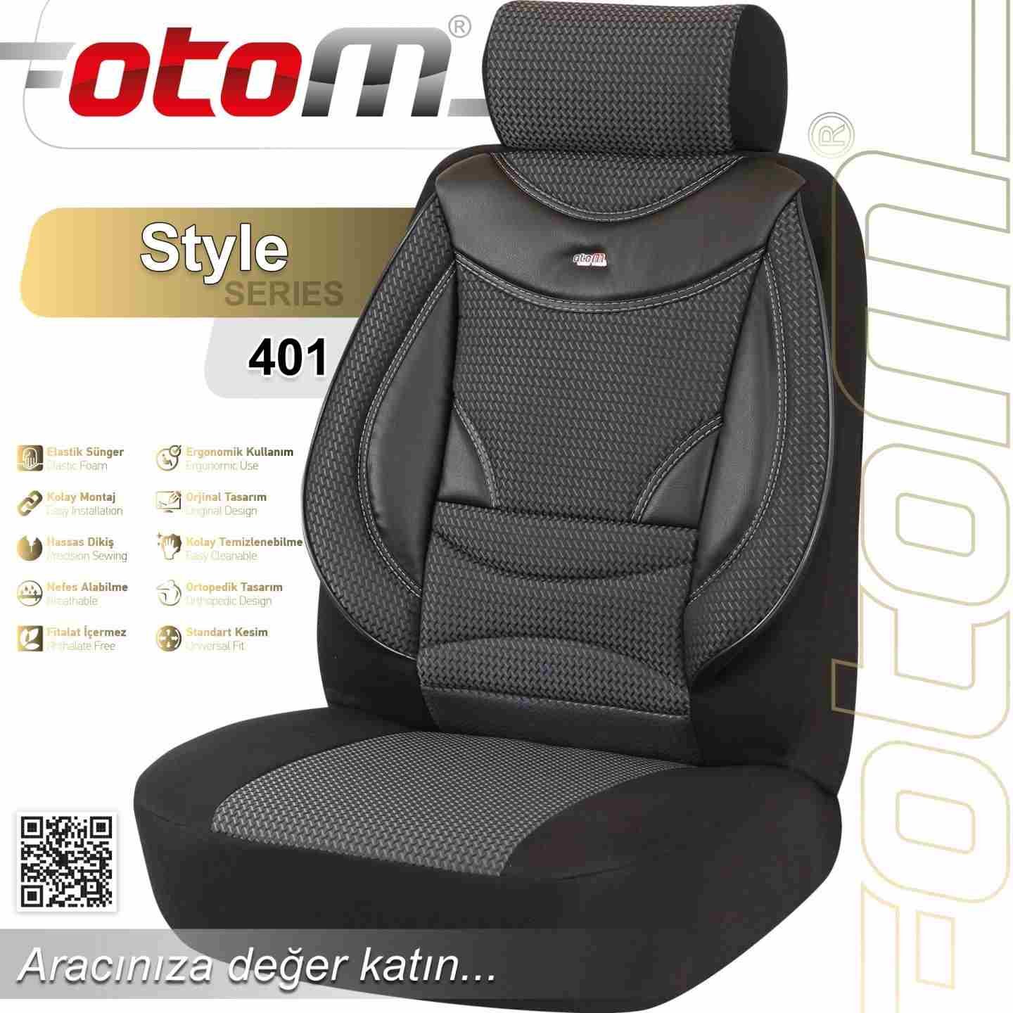 Seat Covers Otom Style Series Dark Grey/black +split+airbag
