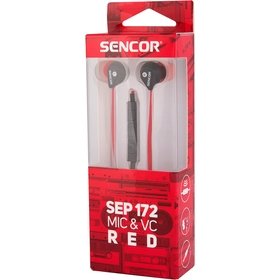 Sencor Earphones Red With Mic And Volume Control