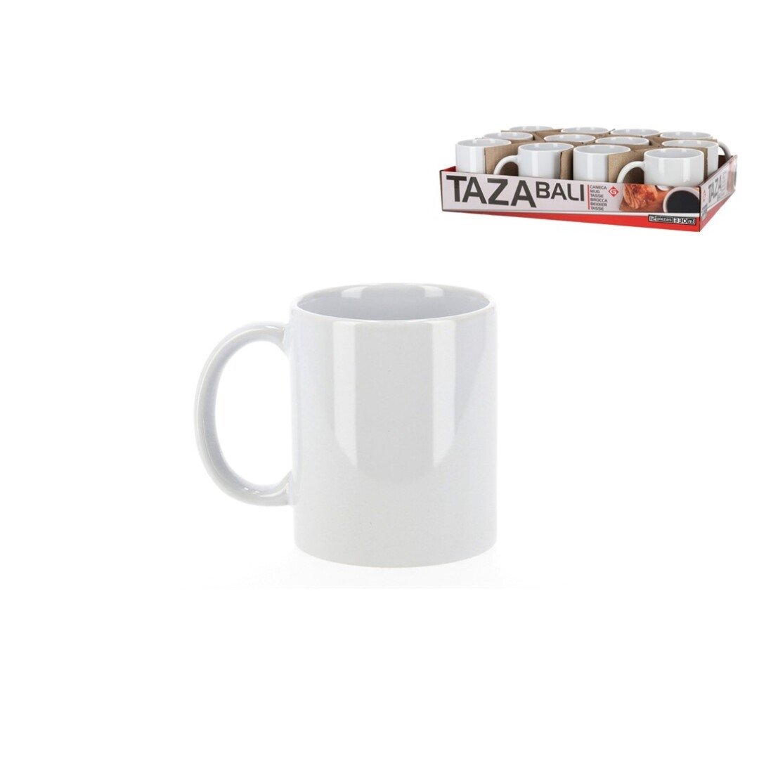 Ceramic Bali Mug 330ml 1 Pz White- Size 12x8x9.5-