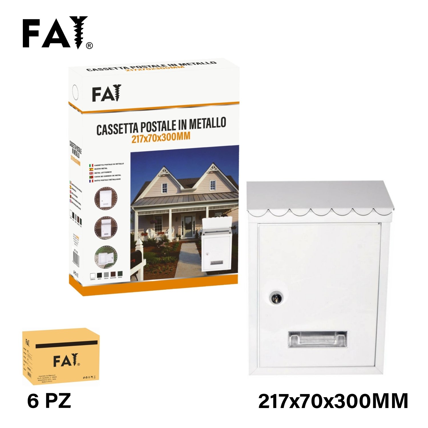 Letter Box 217x70x300mm In Metal Col. White