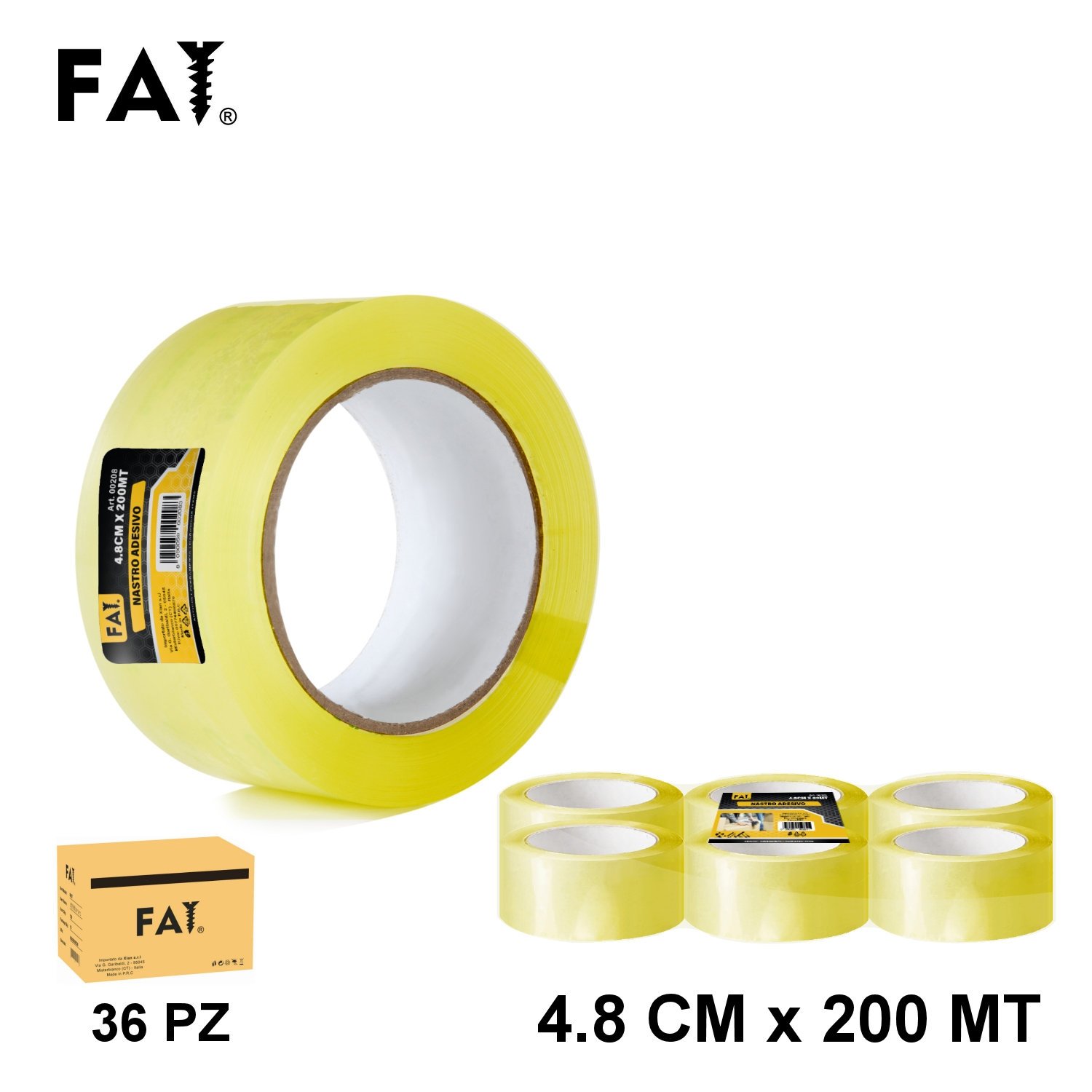 Yellow Adhesive Tape 4.8cm X 200mt - Fai