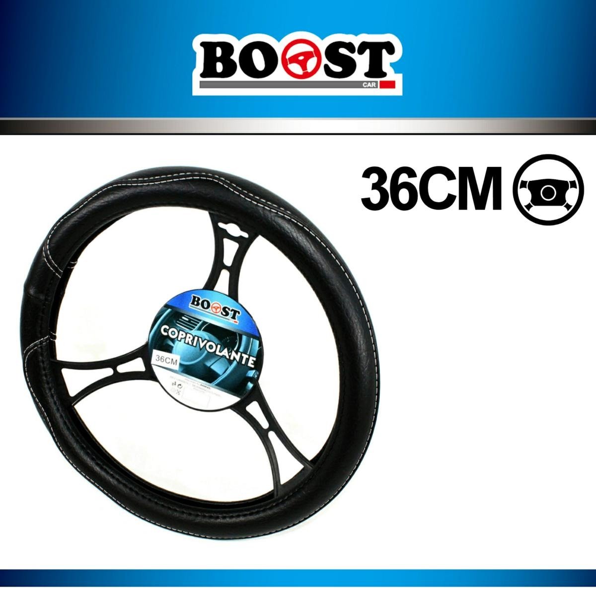 Streering Wheel Cover Black -charming Similar Seam 36cm-38cm - Boost