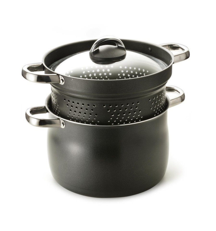 Cuore Di Pietra-pot With Colander Basket And Glass Lid Cm.24 - Fuoco