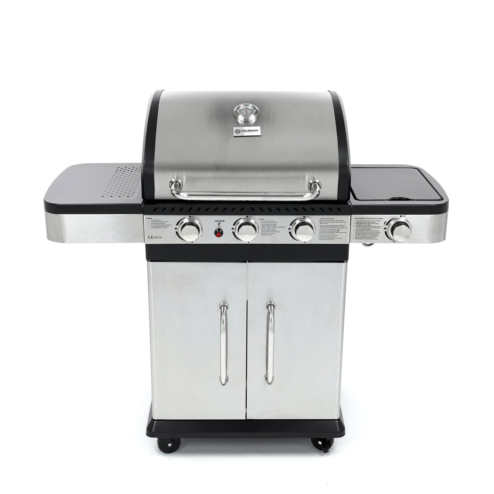 Fieldmann Gas Bbq 3 + 1 Burner Stainless Steel 18/10