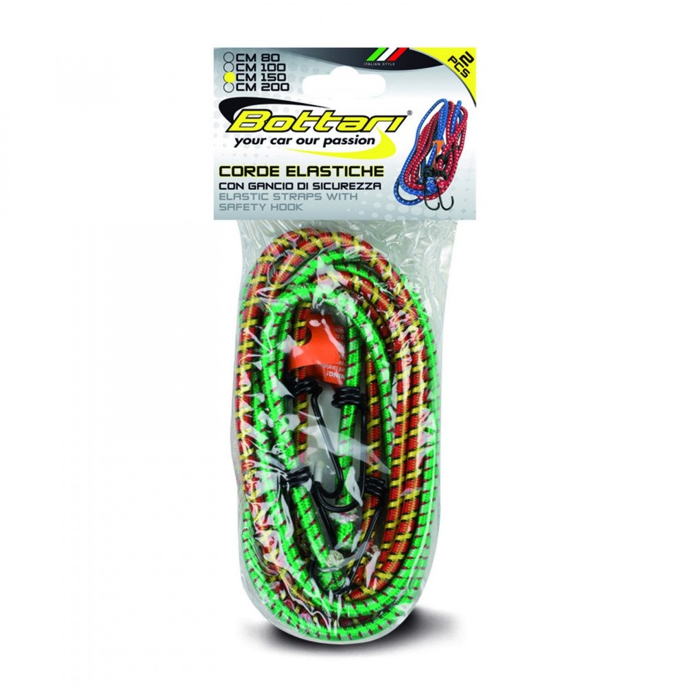 Set 2 Pcs Elastic Strap With Safety Hook Ø 8mm 80 Cm