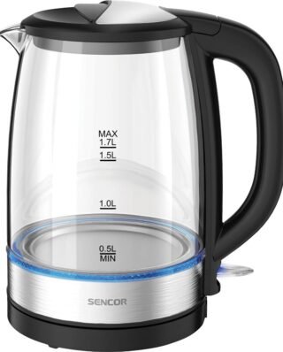 Sencor Glass Kettle 1.7lt Black+ Brushed Stainless Steel Ring