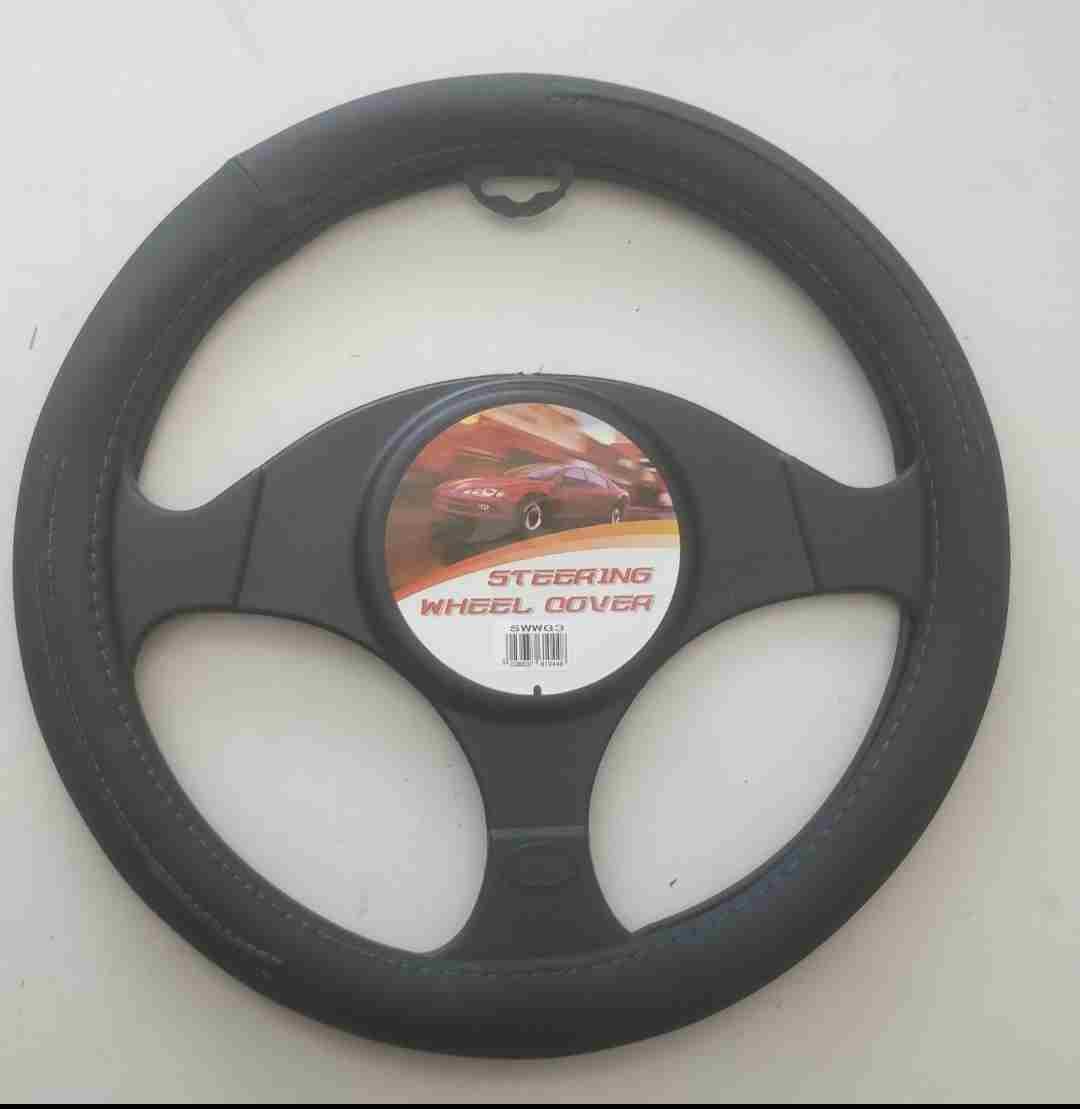 Steering Wheel Cover All Black With White Line