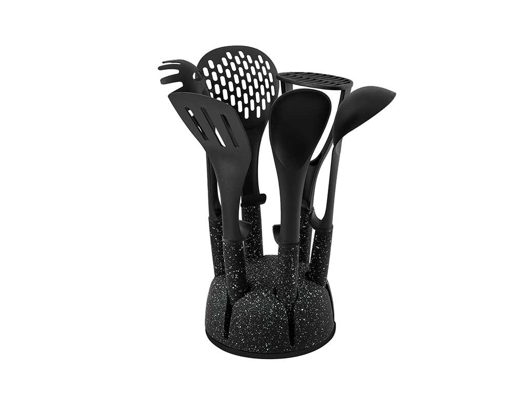 7-piece Kitchen Utensil Set Marble Black Schafer